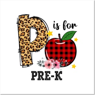 P Is For pre-K Teacher Leopard Back To School Posters and Art